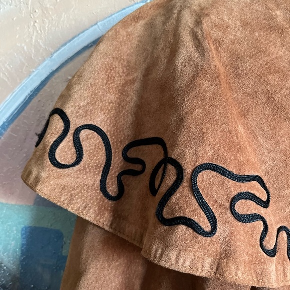 DANIER Suede Leather Western Cowboy Swirly-lines Brown Jacket - Picture 10 of 12